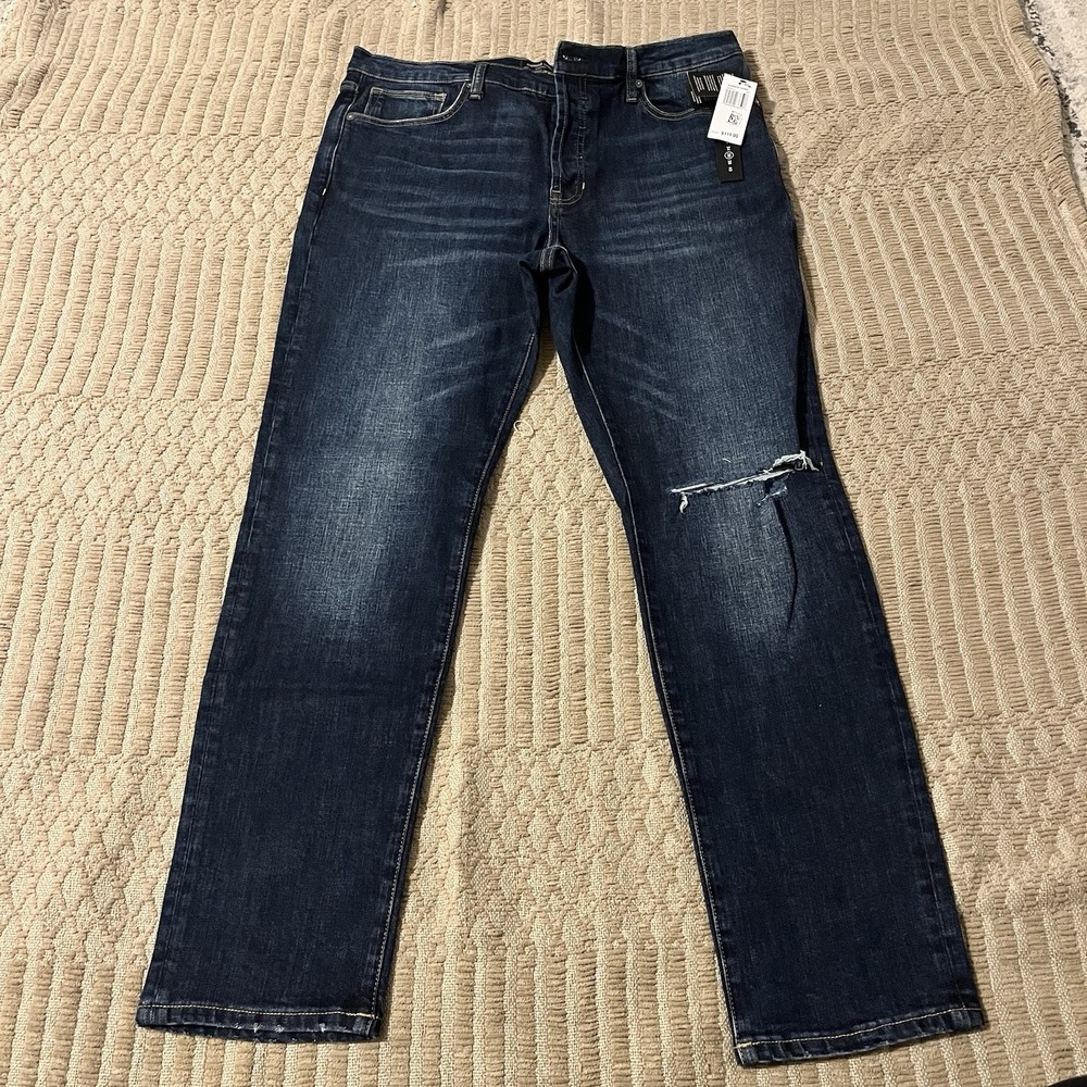 NWT Earnest Sewn Men Size 36 Bryant‎ Slouchy Straight Jeans Denim Dark Wash
